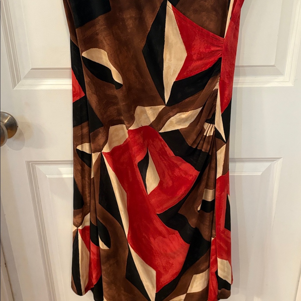 Ralph Lauren Red and Tan Geometric Dress - Picture 3 of 7